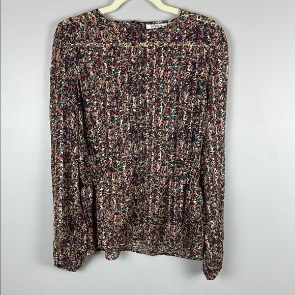 MSCH Copenhagen Kaline Floral Long Sleeve Side Smocked Blouse Size XL - Picture 2 of 10